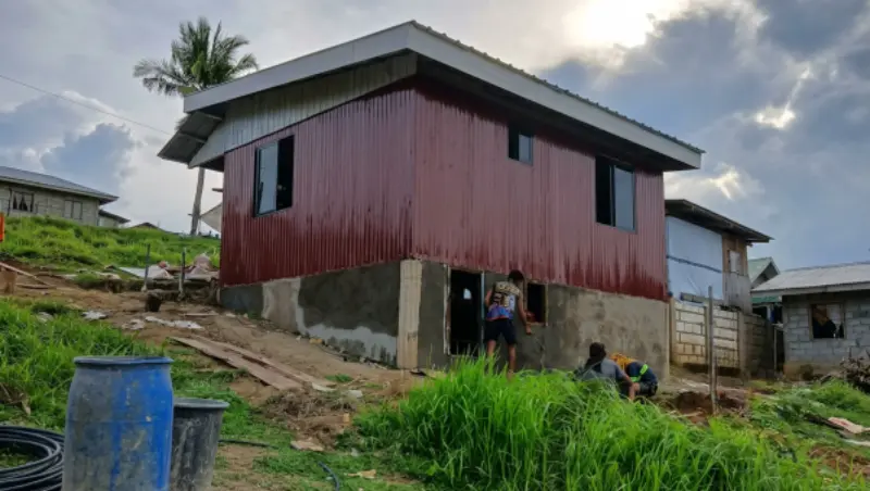 Front view of the newly completed home for Chloe's family