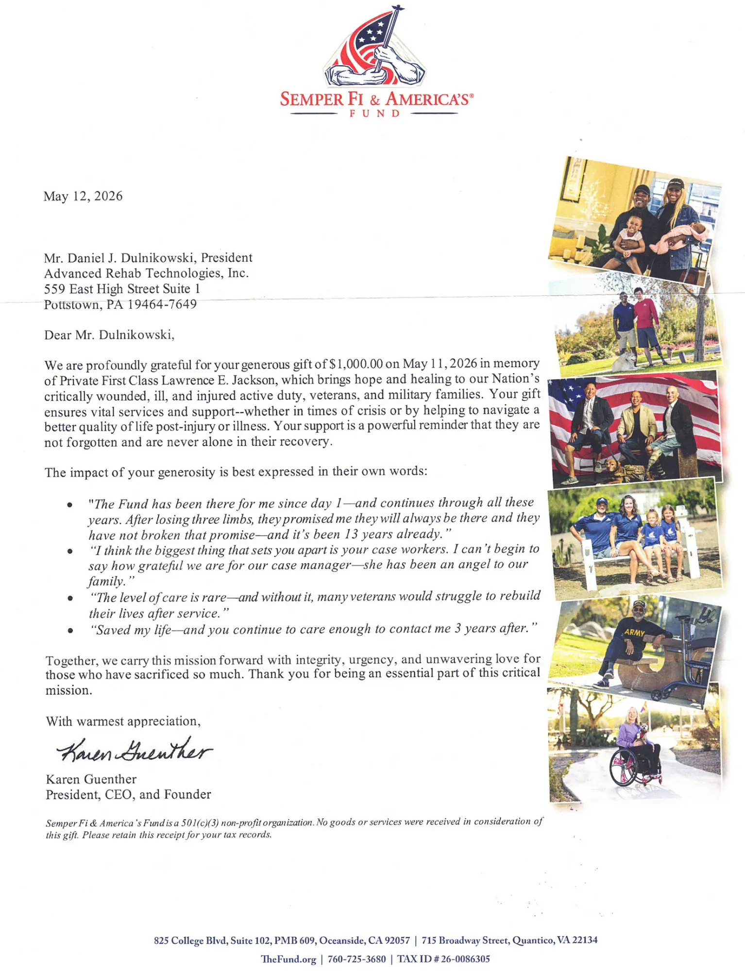 Semper Fi Fund donation presentation event