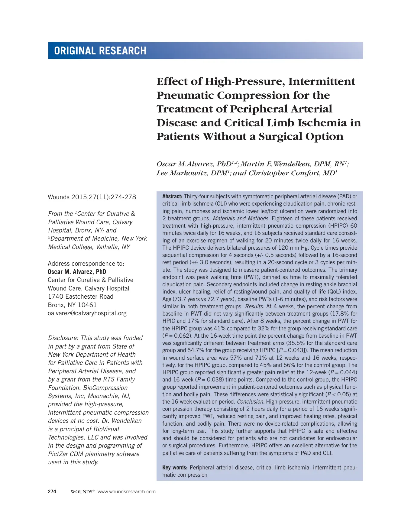 Preview of the 2015 Wounds arterial compression study